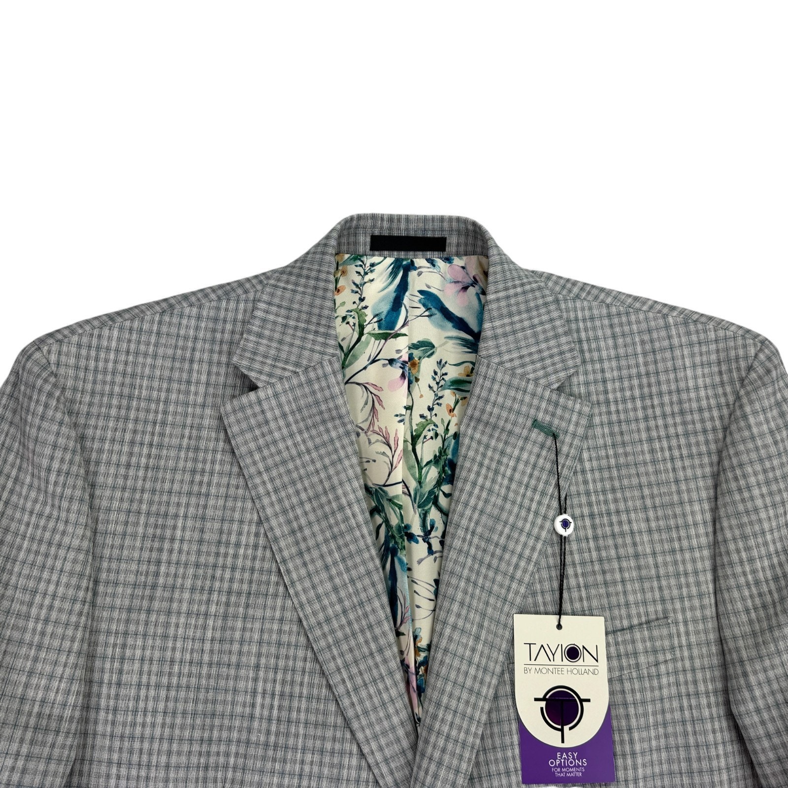Tayion Mens Agordy Regular Fit Plaid Suit Jacket Gray Green 42l — image 2 of 6